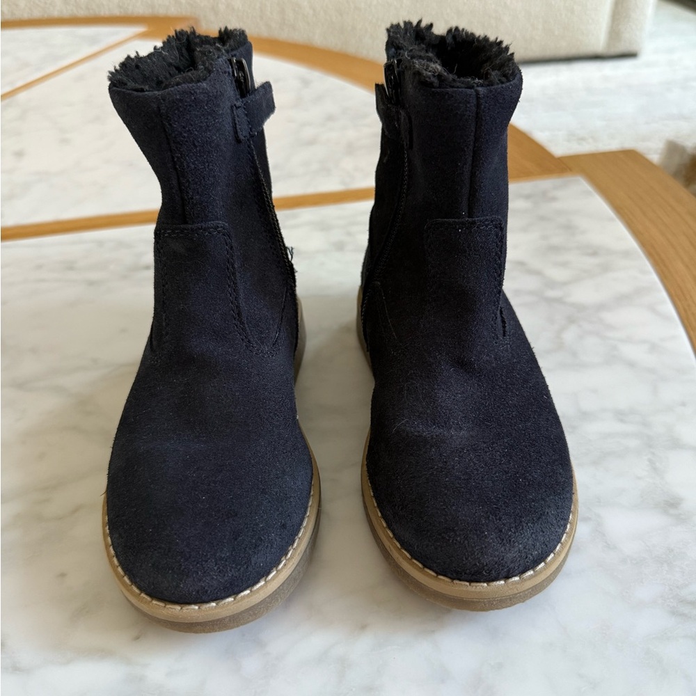 Little Eric Navy Suede Fur-Lined Ankle Boots (size 27) - Picture 2 of 6